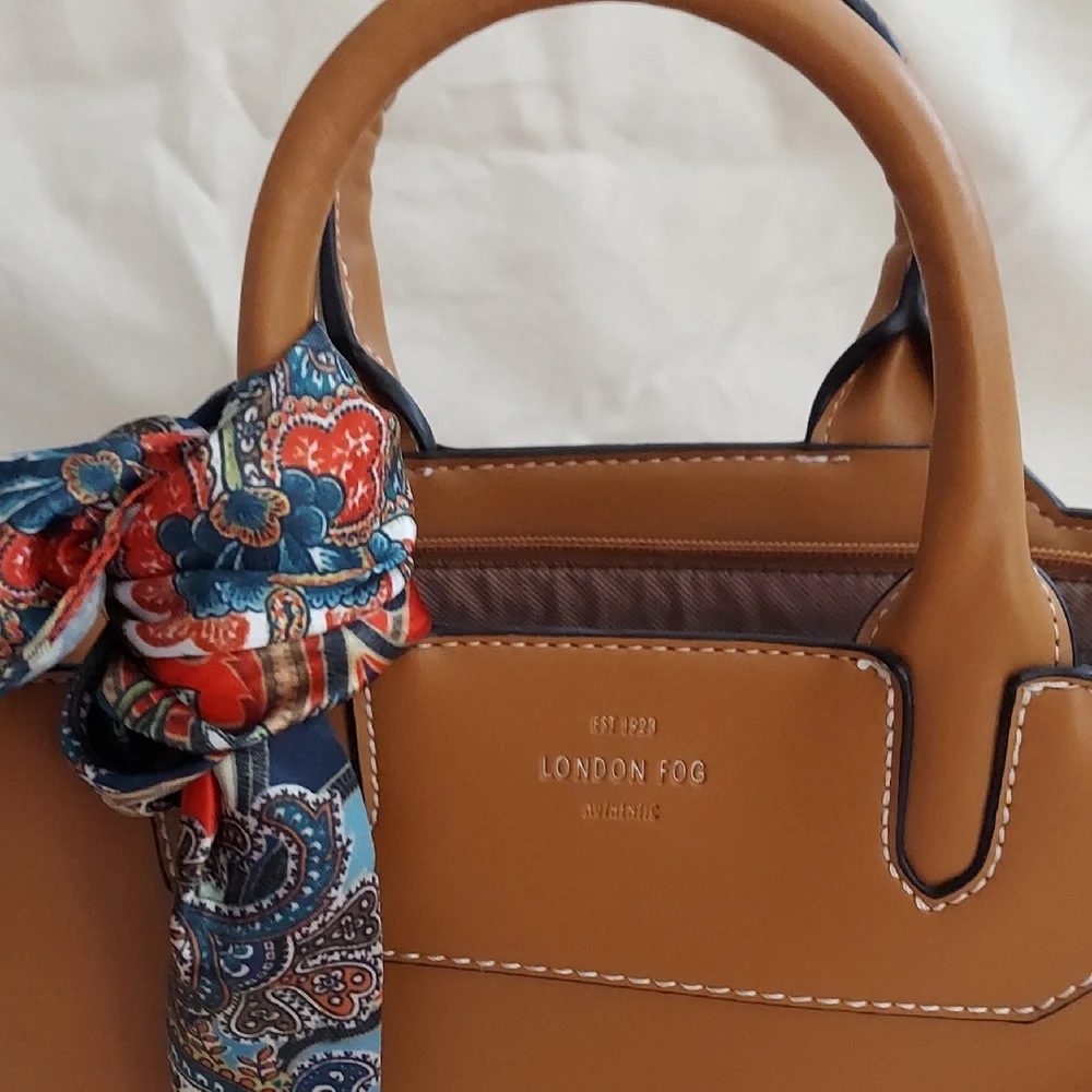 London Fog Tan Handbag with Scarf - Picture 5 of 5